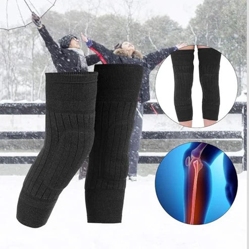 Knee Warmer - Woolen Blend Thermal Leg Warmers - 1 Pair Knee Pad - Unisex Elastic Knee Pads For Men & Women